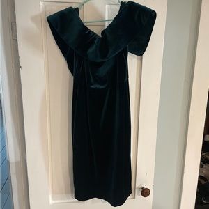 Green velvet Calvin Klein dress